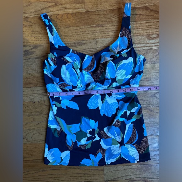 💙💙Athleta Bondi Bra Cup Hero Bloom Blue Square Neck Tankini Top Size 40 D/DD💙 - Picture 10 of 13
